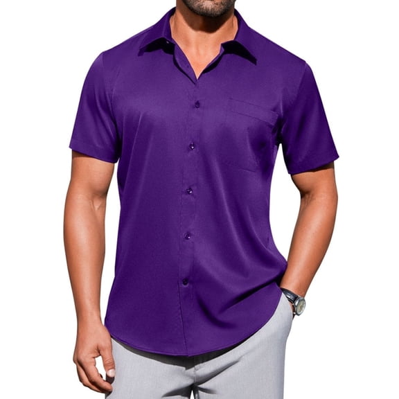 sogami Short Sleeve Dress Shirts for Men Stretch Casual Button Down Shirt