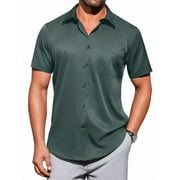 SOGAMI Short Sleeve Dress Shirts for Men Stretch Casual Button Down Shirt