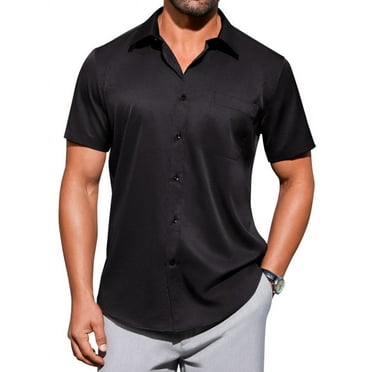 Alimens & Gentle Short Sleeve Dress Shirts for Men Stretch Casual Button Down Shirt