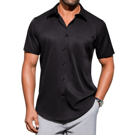 sogami Short Sleeve Dress Shirts for Men Stretch Casual Button Down Shirt