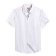 Alimens & Gentle Short Sleeve Oxford Shirts for Men Button Down Shirt with Pocket