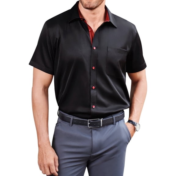 sogami Stretch Short Sleeve Dress Shirt Regular Fit Business Shirts for Men