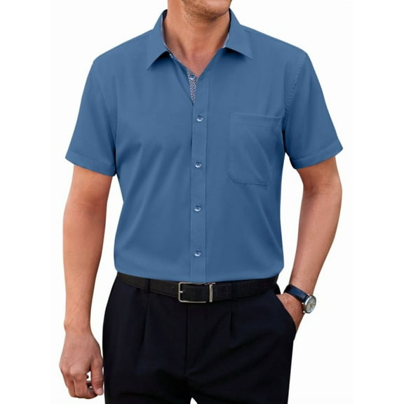 sogami Stretch Short Sleeve Dress Shirt Regular Fit Business Shirts Gift for Men