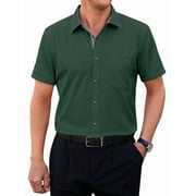 ALIMENS & GENTLE Short Sleeve Dress Shirts for Men Stretch Casual Button Down Shirt