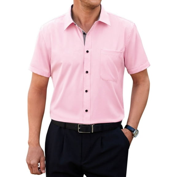 sogami Stretch Short Sleeve Dress Shirt Regular Fit Business Shirts for Men