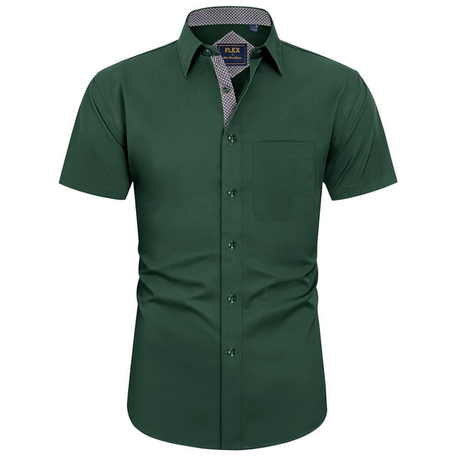 Alimens & Gentle Stretch Short Sleeve Dress Shirt Regular Fit Business ...