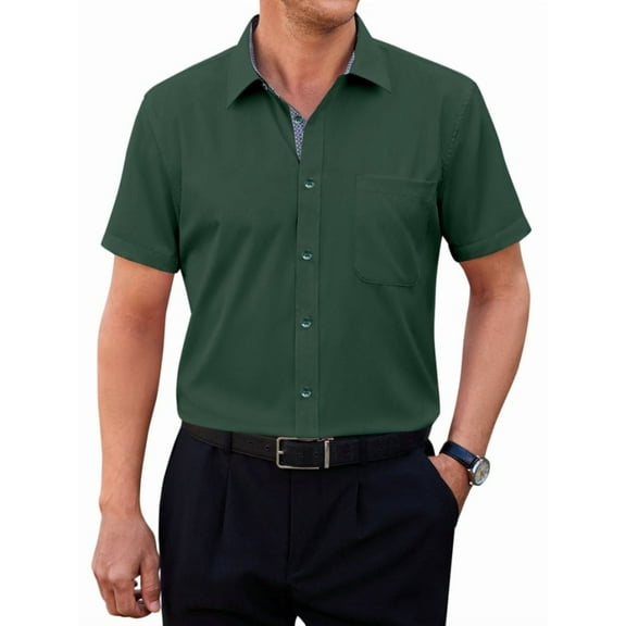 sogami Stretch Short Sleeve Dress Shirt Regular Fit Business Shirts Gift for Men