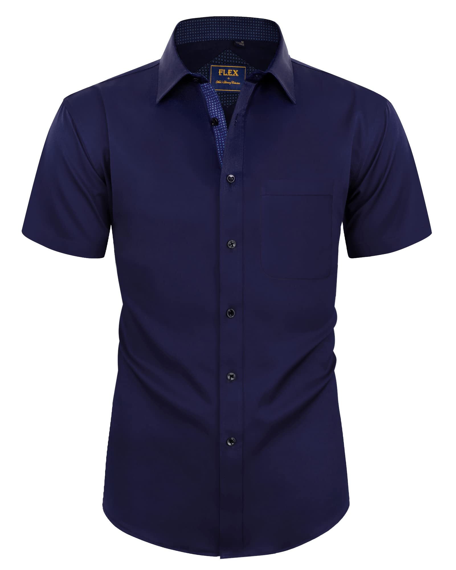 Alimens & Gentle Stretch Short Sleeve Dress Shirt Solid Business Shirts