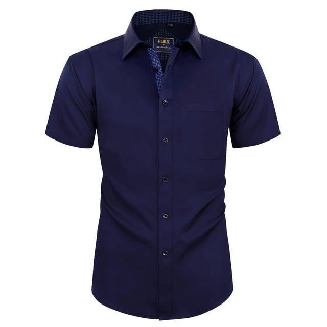 Alimens & Gentle Stretch Short Sleeve Dress Shirt Solid Business Shirts ...