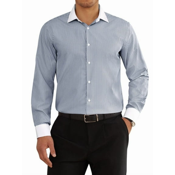 sogami Striped Dress Shirt For Men Casual Long Sleeve Button Down Shirt Stretched Shirt Regular Fit