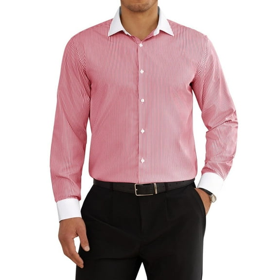 sogami Striped Dress Shirt For Men Casual Long Sleeve Button Down Shirt Stretched Shirt Regular Fit