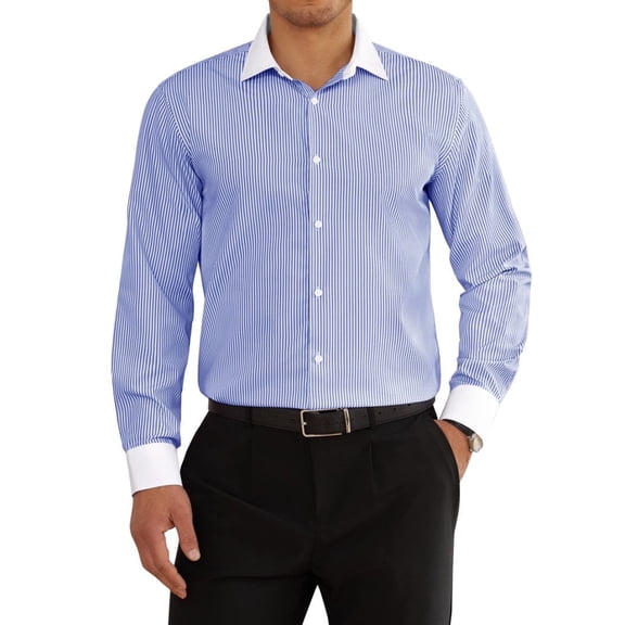 sogami Striped Shirt For Men Casual Long Sleeve Blue Button Down Shirt Cotton Shirt Regular Fit Office Wear