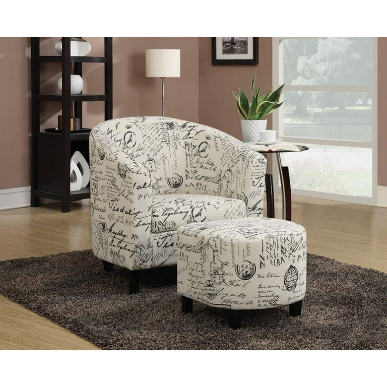 Alina 2 piece Upholstered Accent Chair and Ottoman Off White