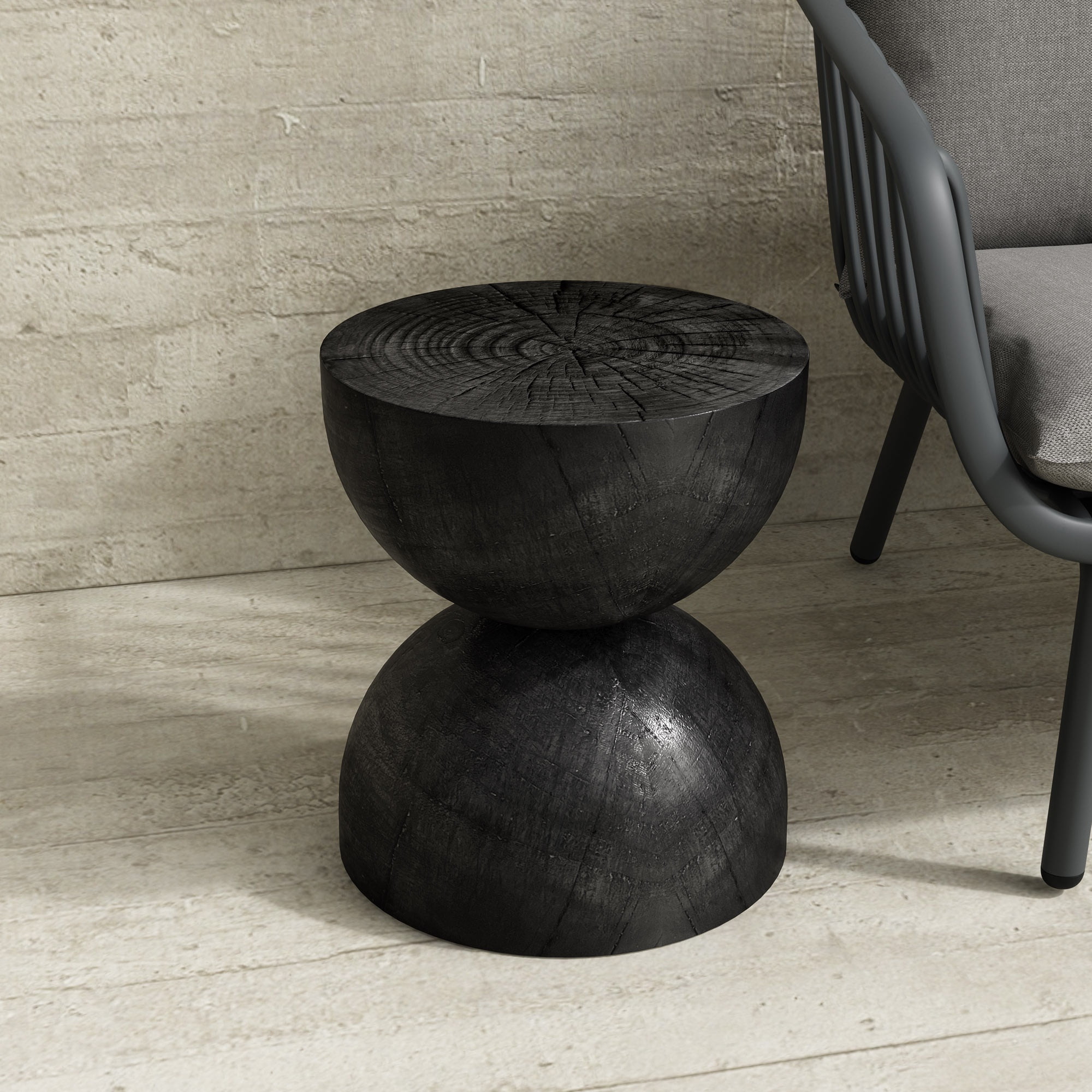 Alina End Table for Indoors or Outdoors - Black Pine Finish