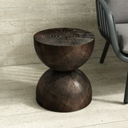 Alina End Table for Indoors or Outdoors - Dark Brown Pine Finish