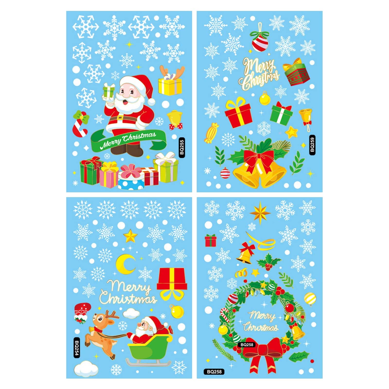 Alinwnia 4 Sheets Christmas Window Clings Christmas Window Decorations