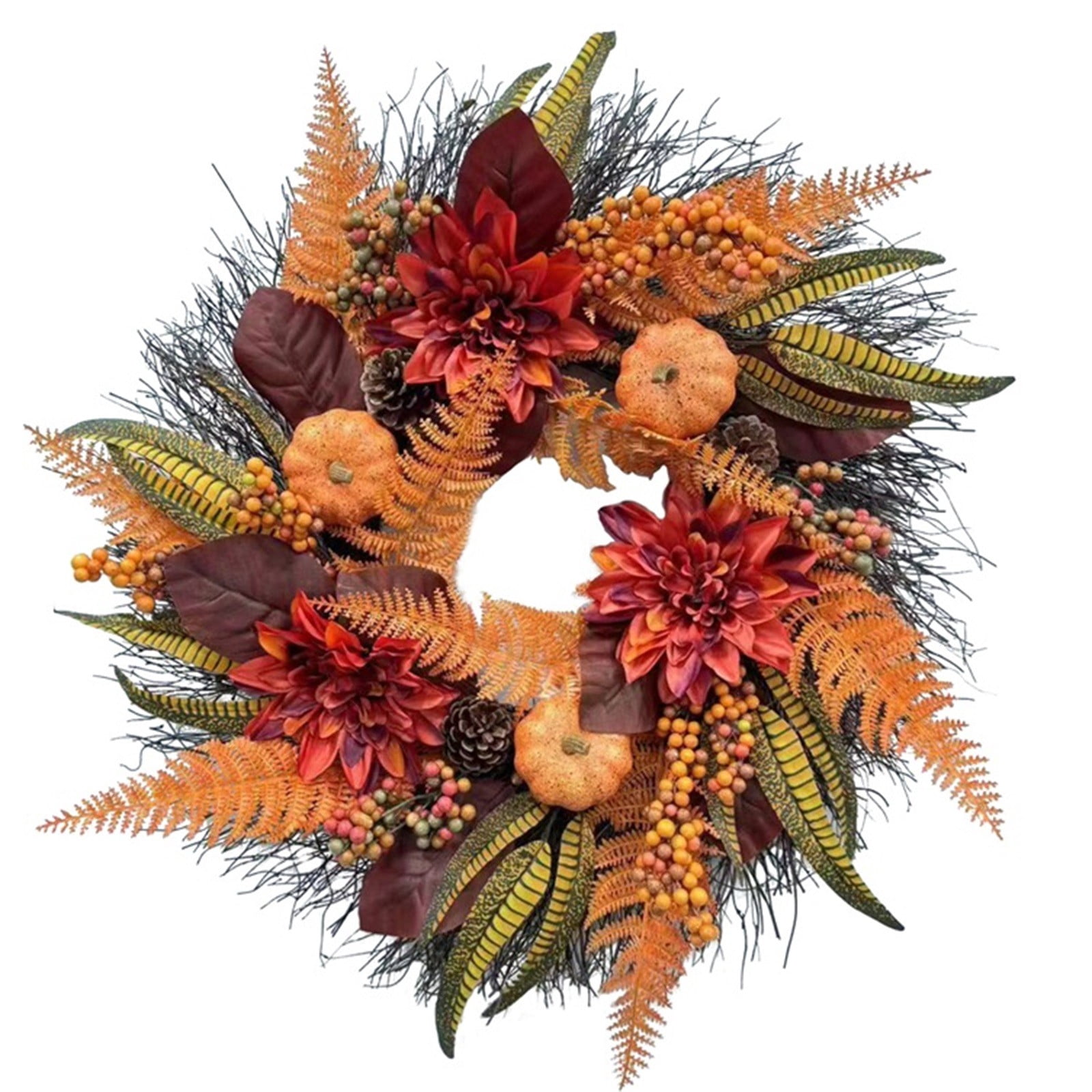Alinwnia Fall Wreaths for Front Door - 24 Inch Outdoor Fall Wreath with ...