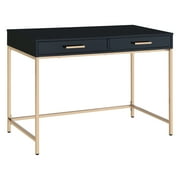 OSP Home Furnishings Alios Black Desk, Black/Gold