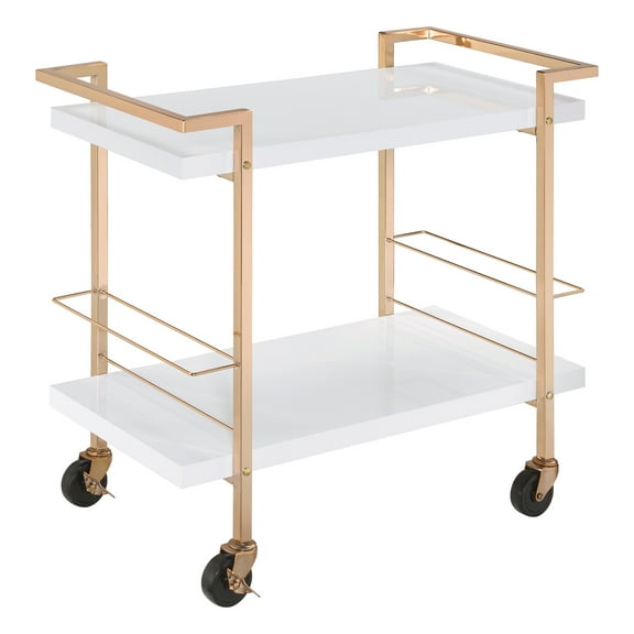 Alios Serving Cart in White Metal and Gold Frame