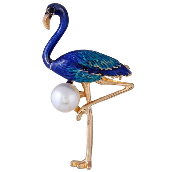 KHBUAB Creative Flamingo Brooch Blue Alloy Enamel Occasions