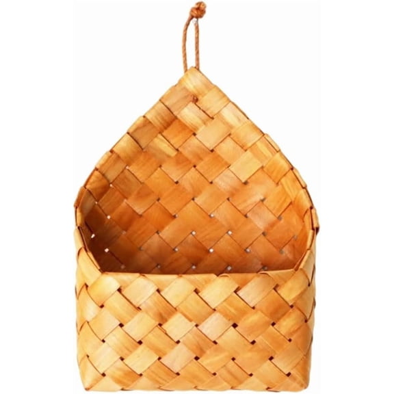 ABCISI Hanging Storage Basket Hanging Woven Storage Basket Wall Mounted Organizer Entryway Mail Letter Holder Vegetable Fruit Keeper Plant Rattan Basket Bin for Office Home