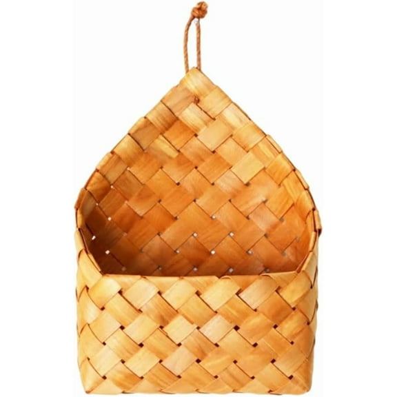 Alipis Hanging Storage Basket Hanging Woven Storage Basket Wall Mounted Organizer Entryway Mail Letter Holder Vegetable Fruit Keeper Plant Rattan Basket Bin for Office Home