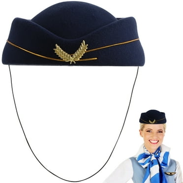 Women's Flight Attendant Costume Accessories Set - Stewardess Hat Scarf Gloves & More