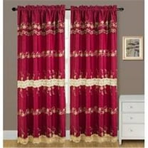 Alisa Macrame 54 x 84 in. Rod Pocket Curtain Panel with Attached 18 in. Valance, Beige