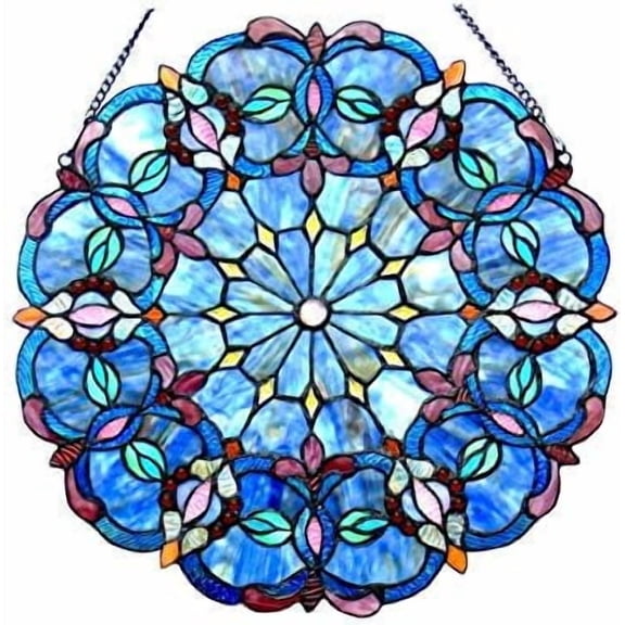 Alisa Tiffany-Style Victorian 20" Height Stained Glass Window Panel, Multi-Color$$Home Decor, Kitchen, & Other