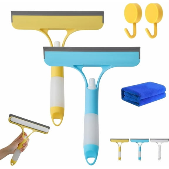 Alisanda Recyclable Silicone Window Squeegee Kit, 3 in 1 Window Cleaning Scraper, Squeegee and Scrubber with Spray, Window Cleaning ScraperSqueegee, for Car, Home, Kitchen