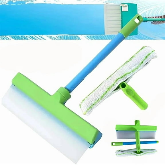 Alisanda Recyclable Silicone Window Squeegee Kit, Window Cleaning Kit, Glass Cleaning Tools with Silicone Squeegee & Microfiber Scrubber for Shower Glass Mirror Door Car (Green)