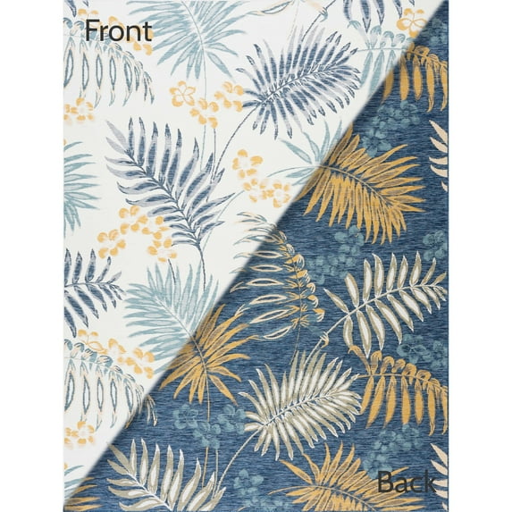 Alise Rugs Alfresco Nautical & Coastal Floral & Botanical Reversible Indoor/Outdoor Area Rug 7'11'' x 10'3'' - Navy/Aqua