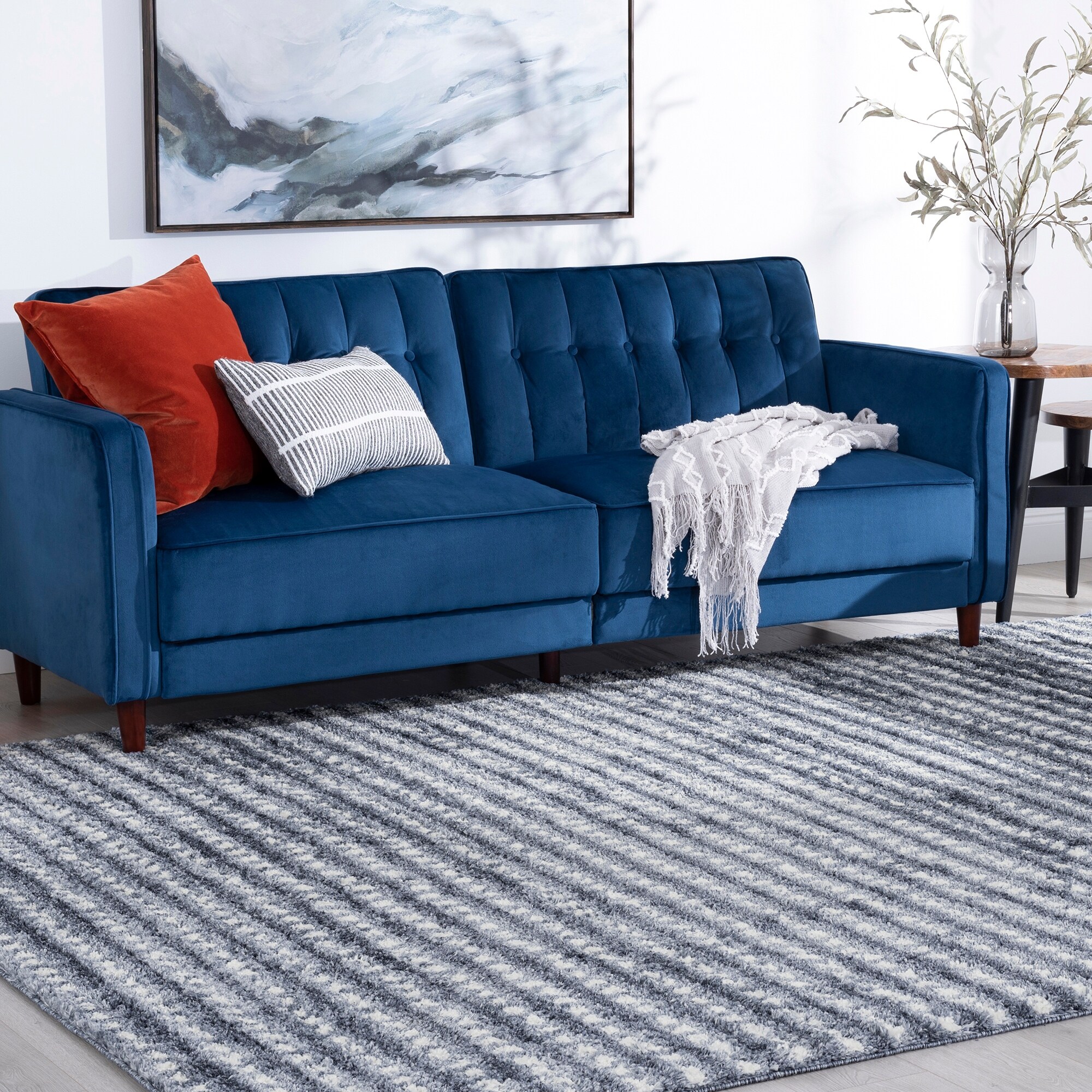 Alise Rugs Augusta Shag Modern & Contemporary Stripe Indoor Area Rug