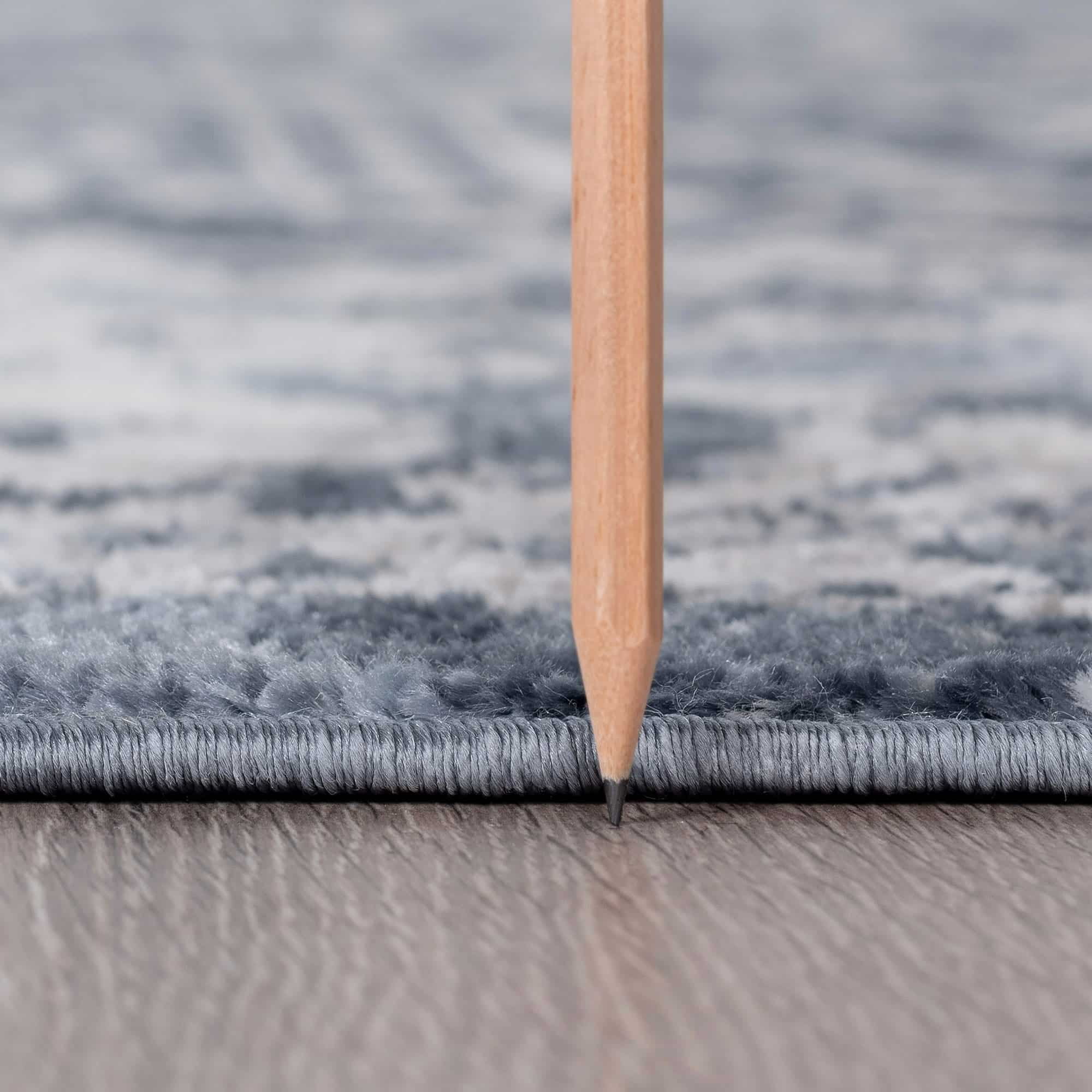 Blue Synthetic Medallion Area Rug with Easy Care