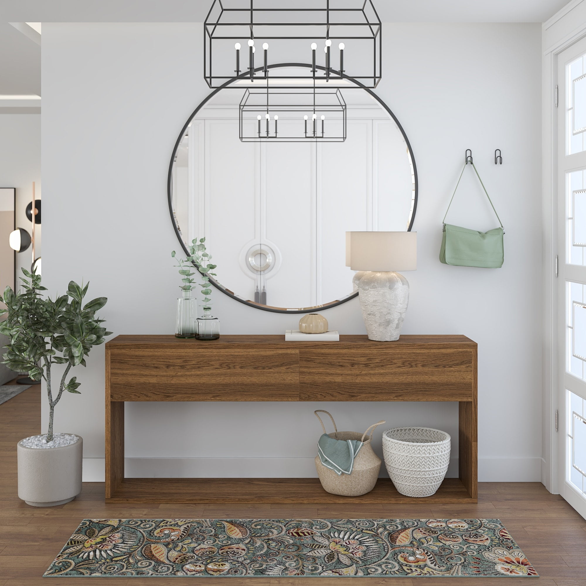 Alise Rugs Caprice MidCentury Modern Floral Indoor Area Rug Seafoam 2'3'' x 7'7'' Runner