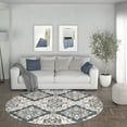 thumbnail image 1 of Alise Rugs Carrington Global Floral & Botanical Indoor Area Rug Grey 5'3'' Round 6' Round Living Room,Bedroom,Dining Room Round, 1 of 5