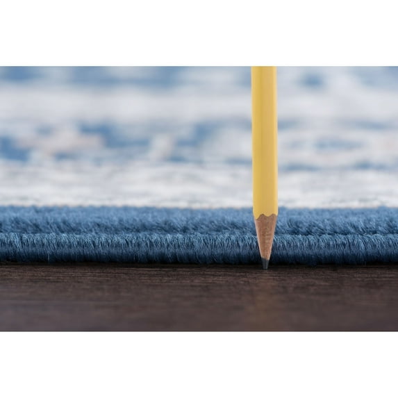 Alise Rugs Carrington Traditional Oriental Indoor Area Rug Navy 7'10'' Round Border,Oriental 8' Round Living Room,Bedroom,Dining Room Round