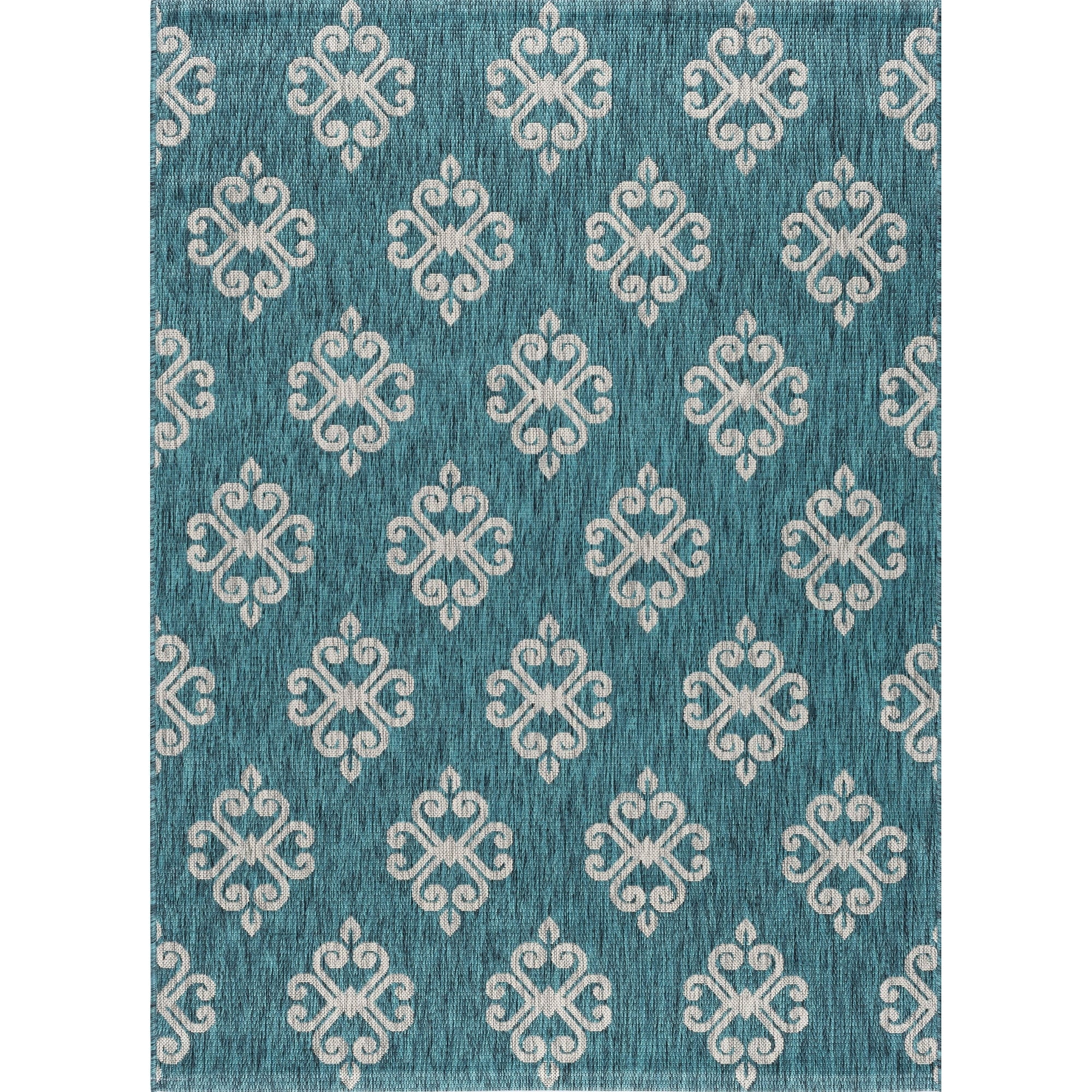 Alise Rugs Colonnade Transitional Scroll Indoor/Outdoor Area Rug Teal 5 ...