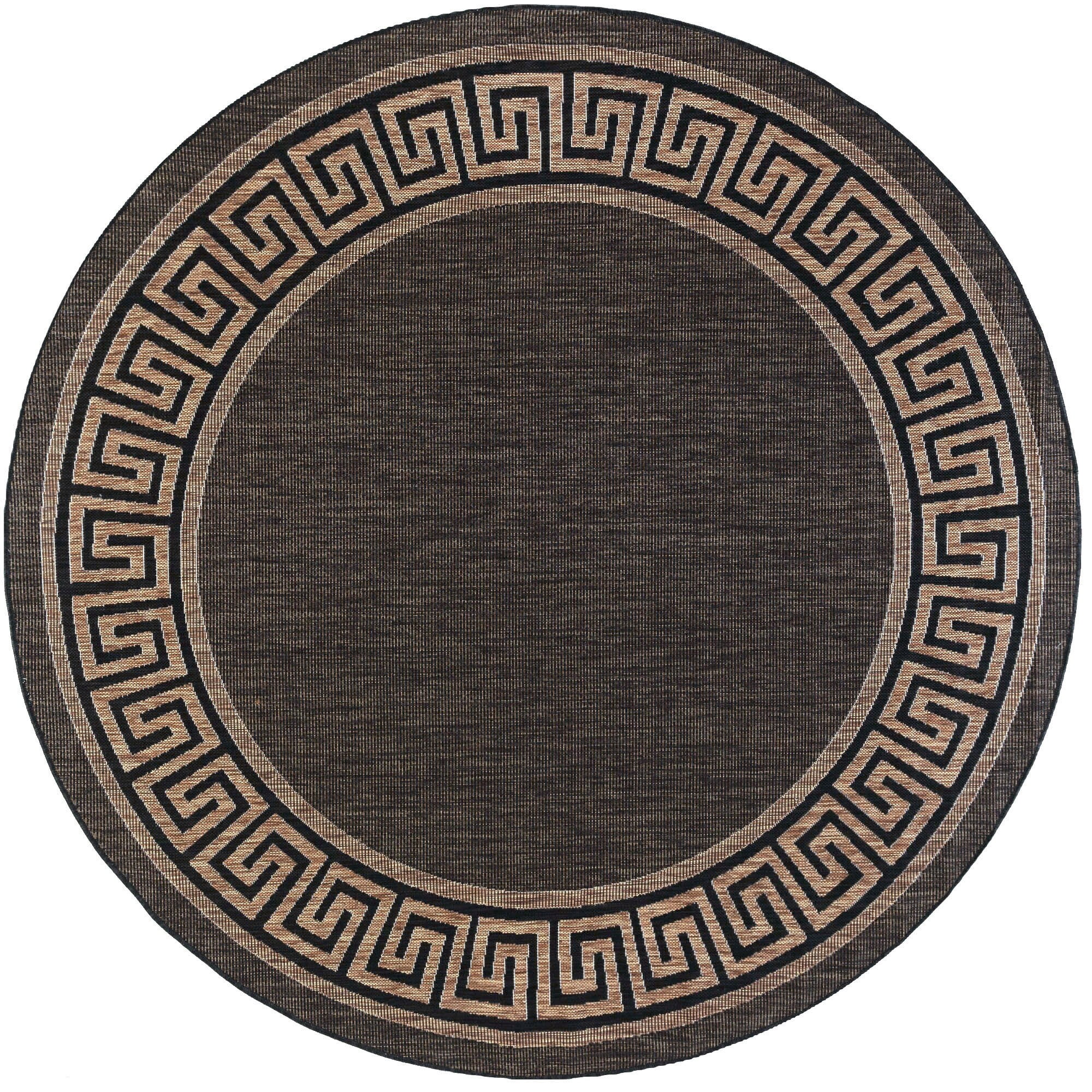 Alise Rugs Exo Coastal Border Indoor/Outdoor Area Rug Black/Gold 5'3