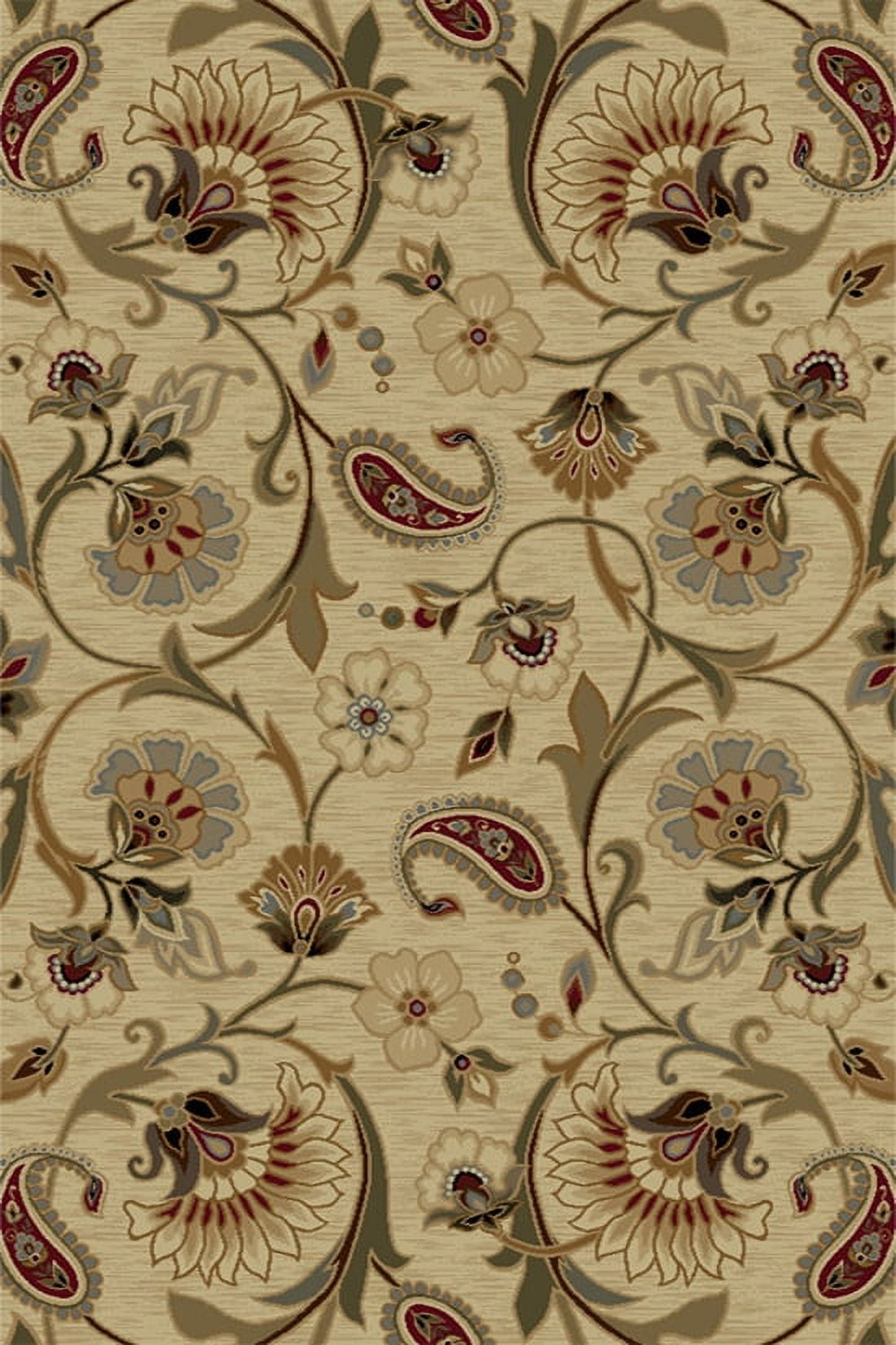 Ivory Floral Synthetic Tufted Rectangular Area Rug