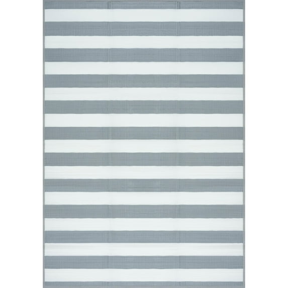 Alise Rugs Lalune Beach Stripe Indoor Outdoor Area Rug Gray/White - 7'11'' x 10'3''