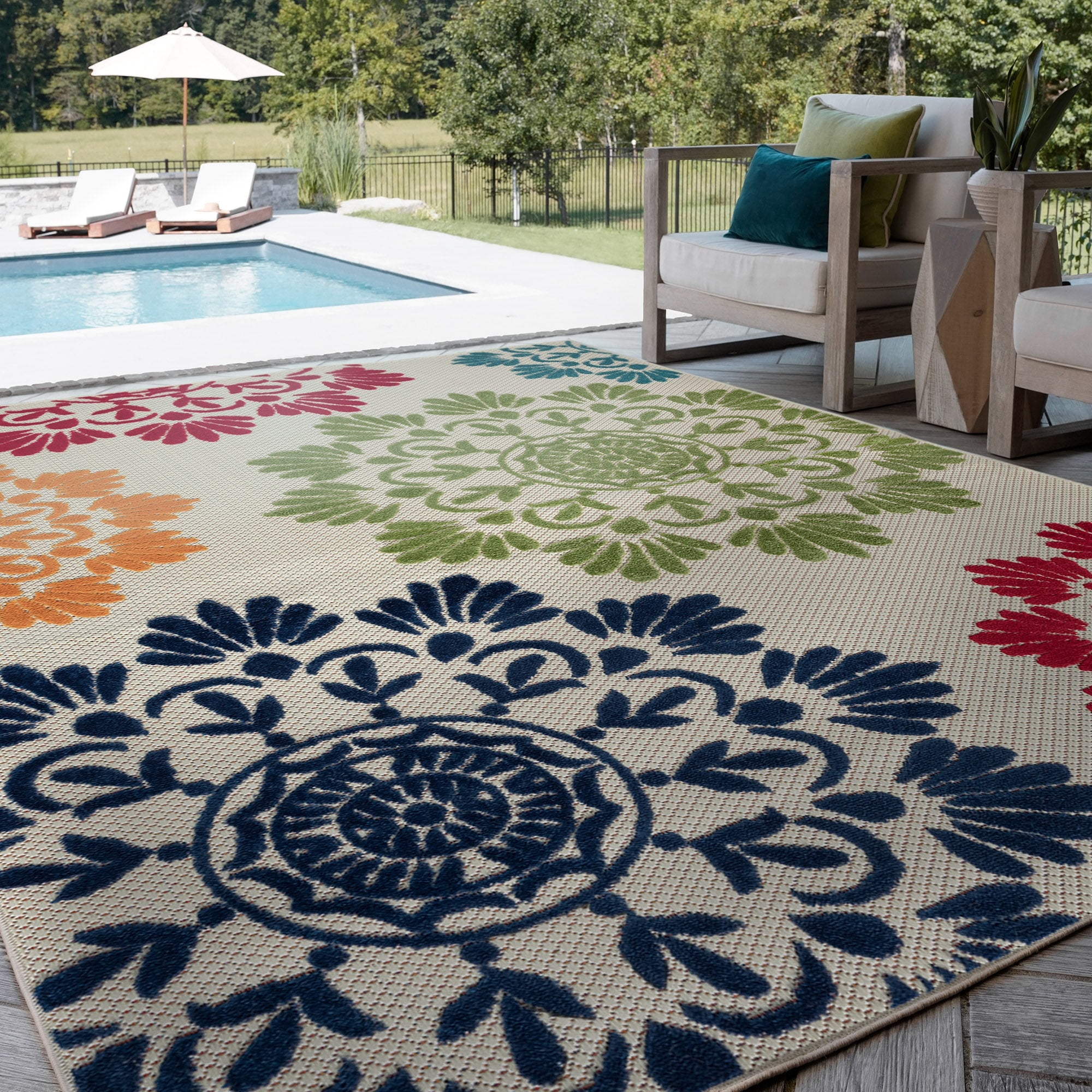 Alise Rugs Origin Coastal Floral Indoor/Outdoor Area Rug 8'10'' x 12'2 ...