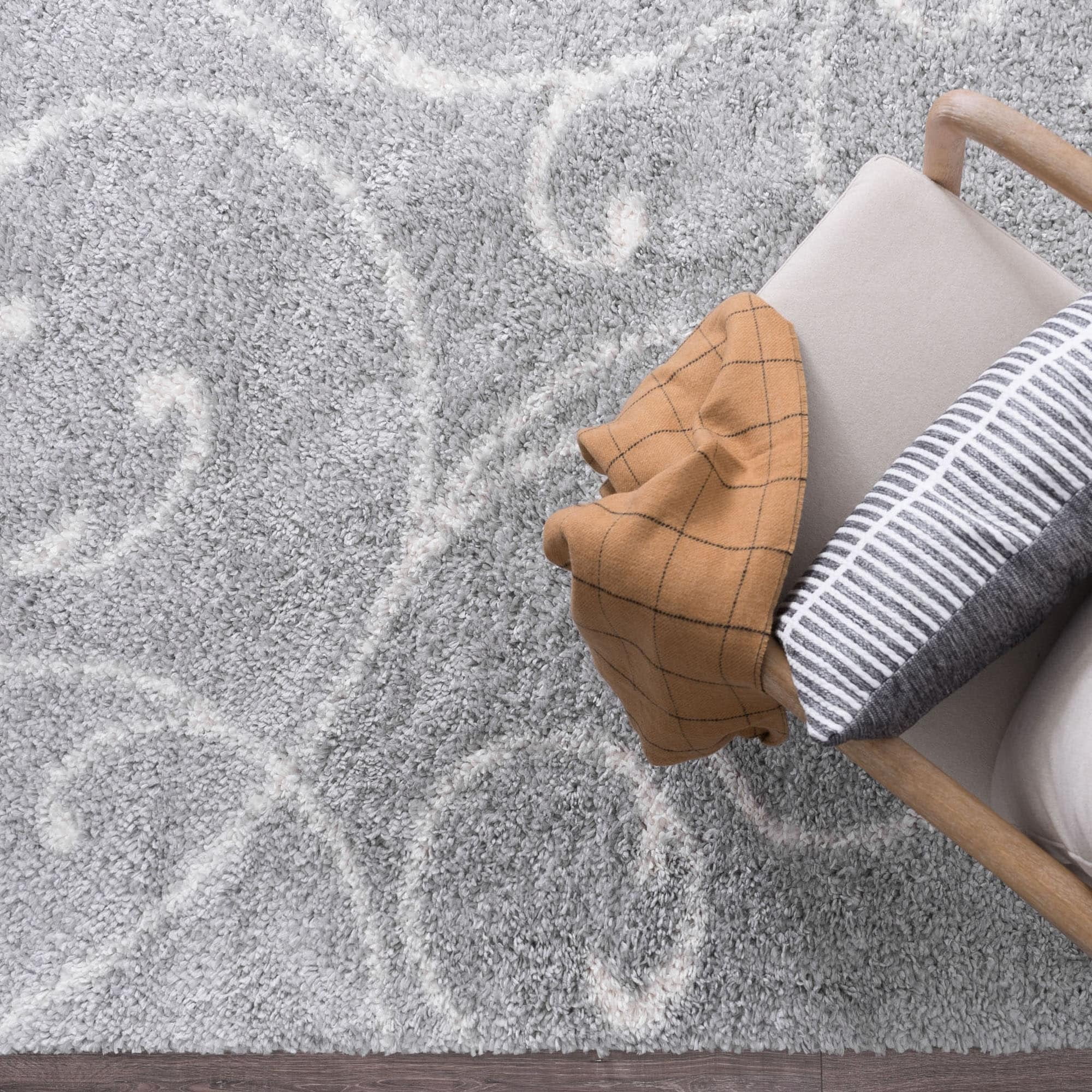 Alise Rugs Sohni Shag Farmhouse Floral Indoor Area Rug Silver 2' x 2'11 ...
