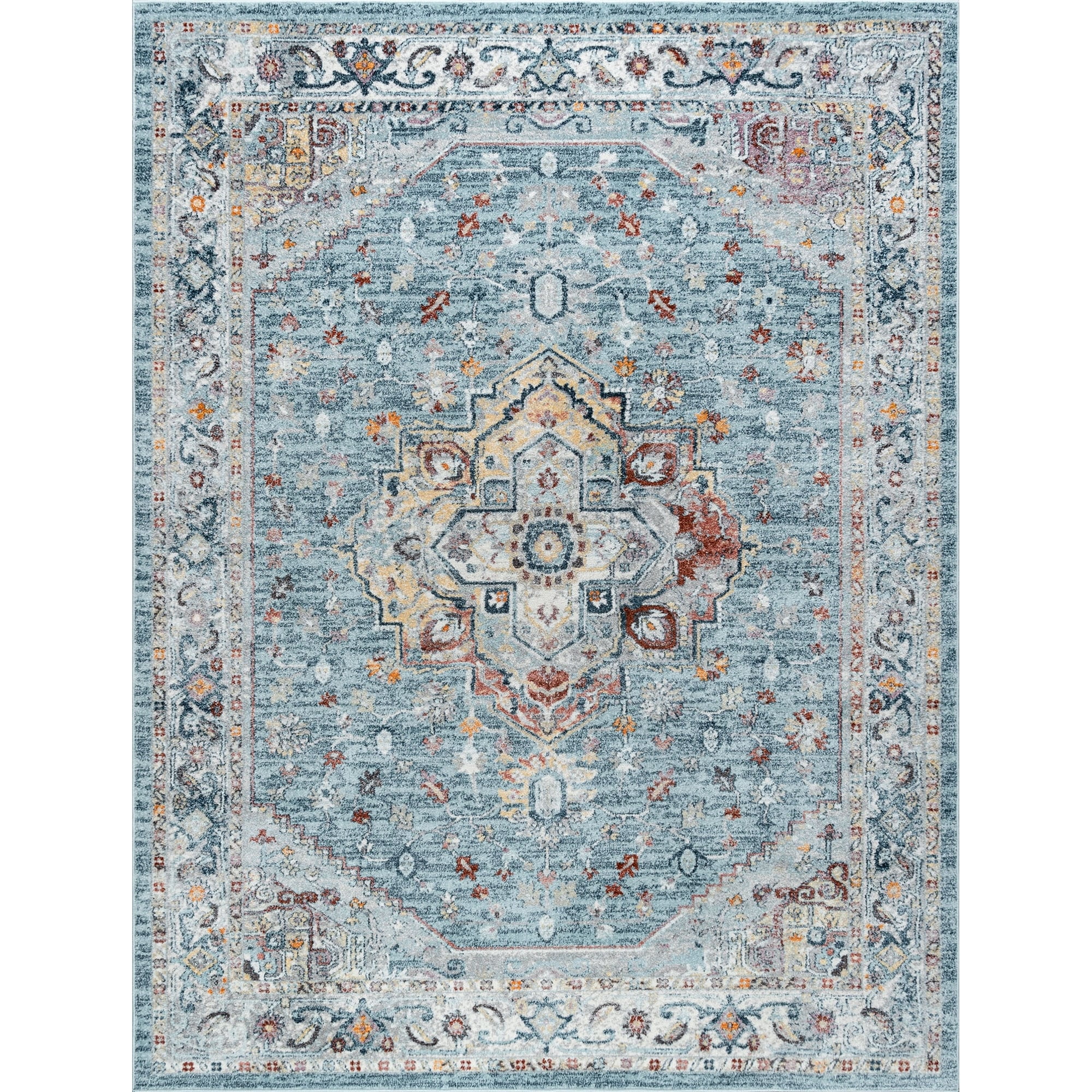 Alise Rugs Whitfield Vintage Medallion Indoor Area Rug Gray Blue 10'6 ...