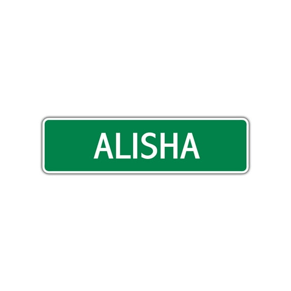 Alisha Girls Children Name Letter Printed Label Indoor Outdoor Wall Plaque Decoration Novelty Decore Aluminum Metal Sign 4"x18"