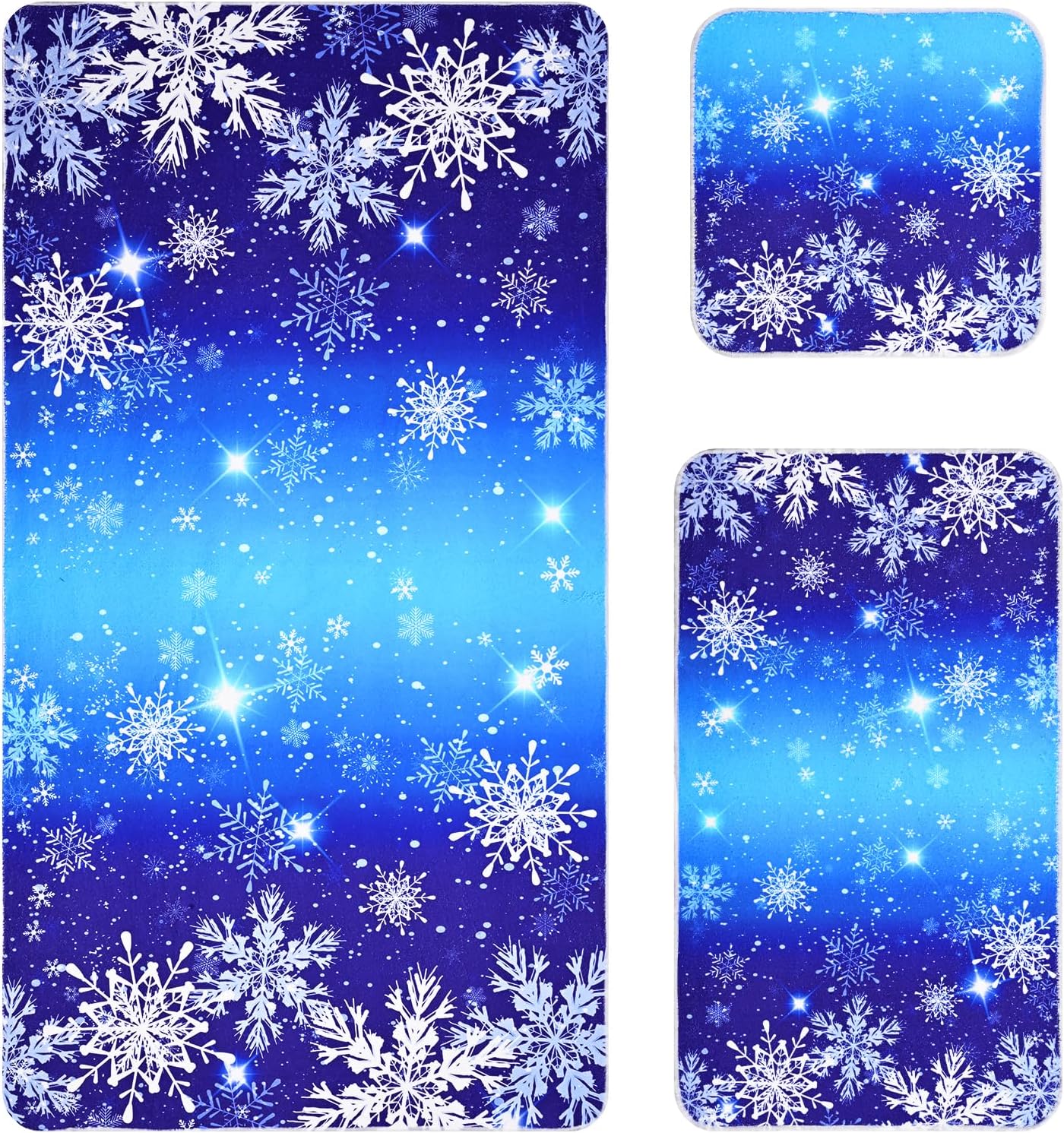 Alishomtll 3Pcs Bath Towels Blue Christmas Bathroom Towels Sets Include