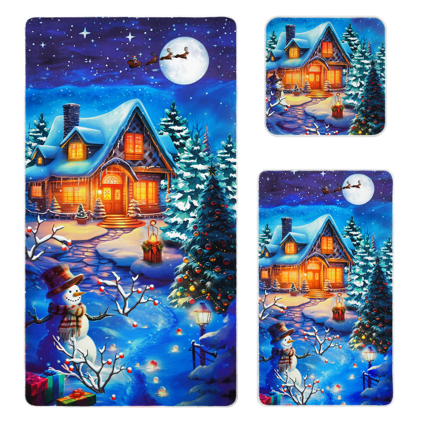 Alishomtll 3Pcs Bath Towels Christmas Bathroom Towels Sets Include Bath