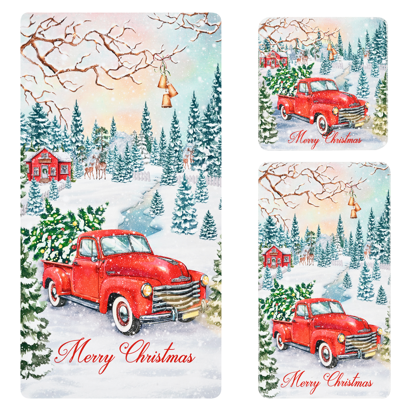 Alishomtll 3Pcs Bath Towels Christmas Bathroom Towels Sets Include Bath