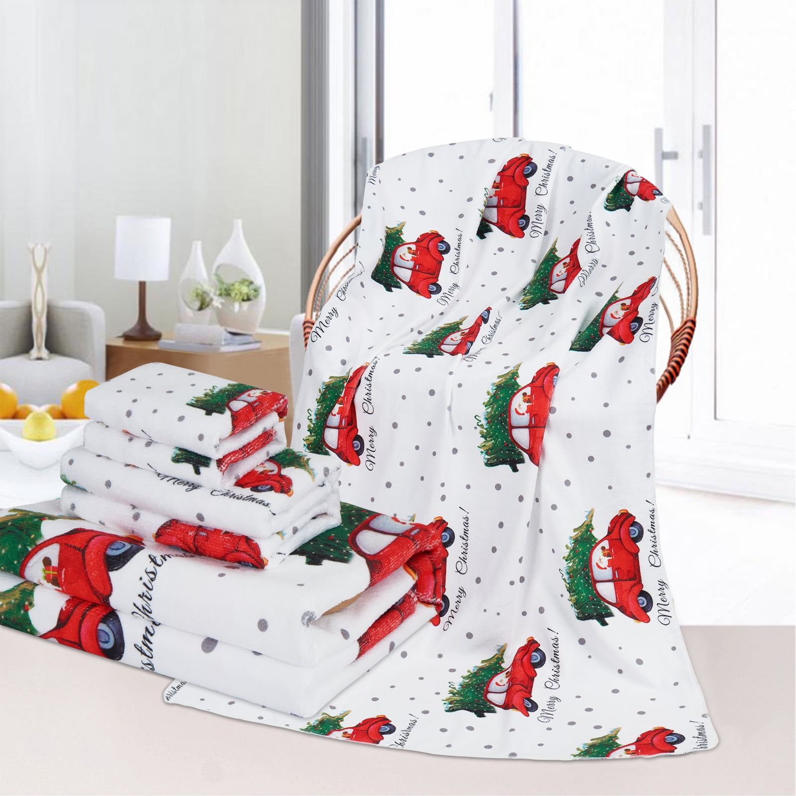 Christmas bathroom towels and rugs