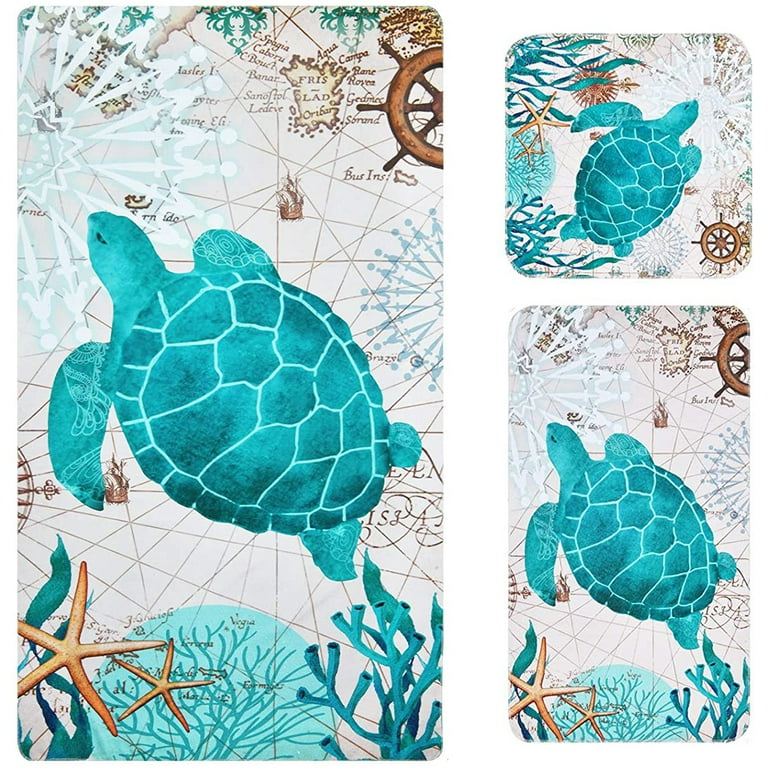 Alishomtll 3Pcs Kids Sea Turtles Bath Towels Set Include Bath